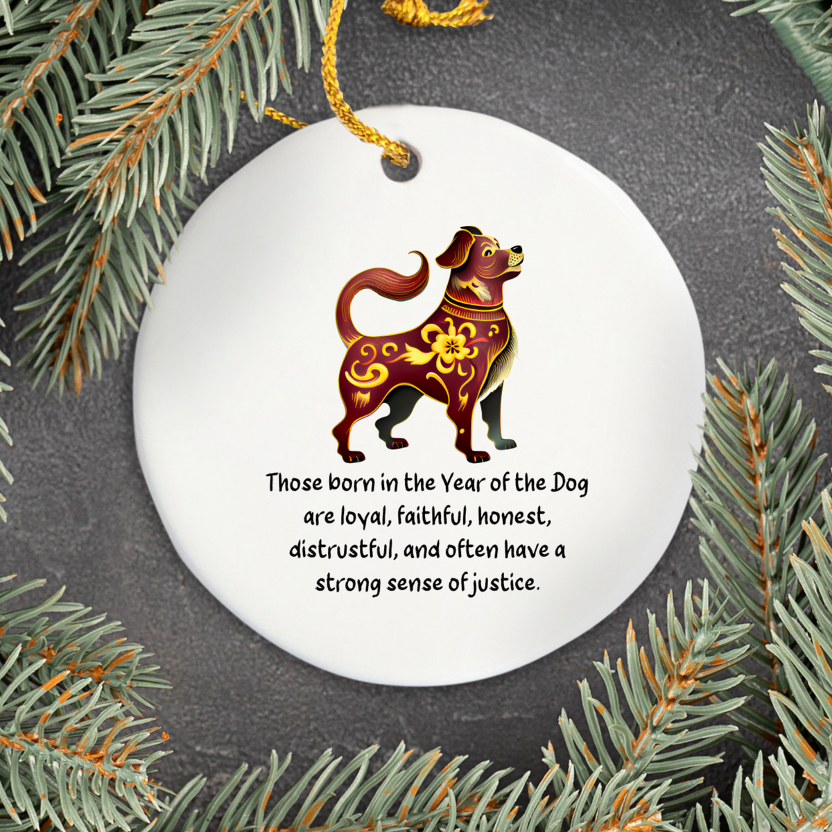 Chinese Zodiac Dog Ornament, Year of the Dog Horoscope Gift, Chinese New Year Decor