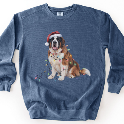 Saint Bernard Christmas Lights Sweatshirt, Festive Dog Lover Gift
