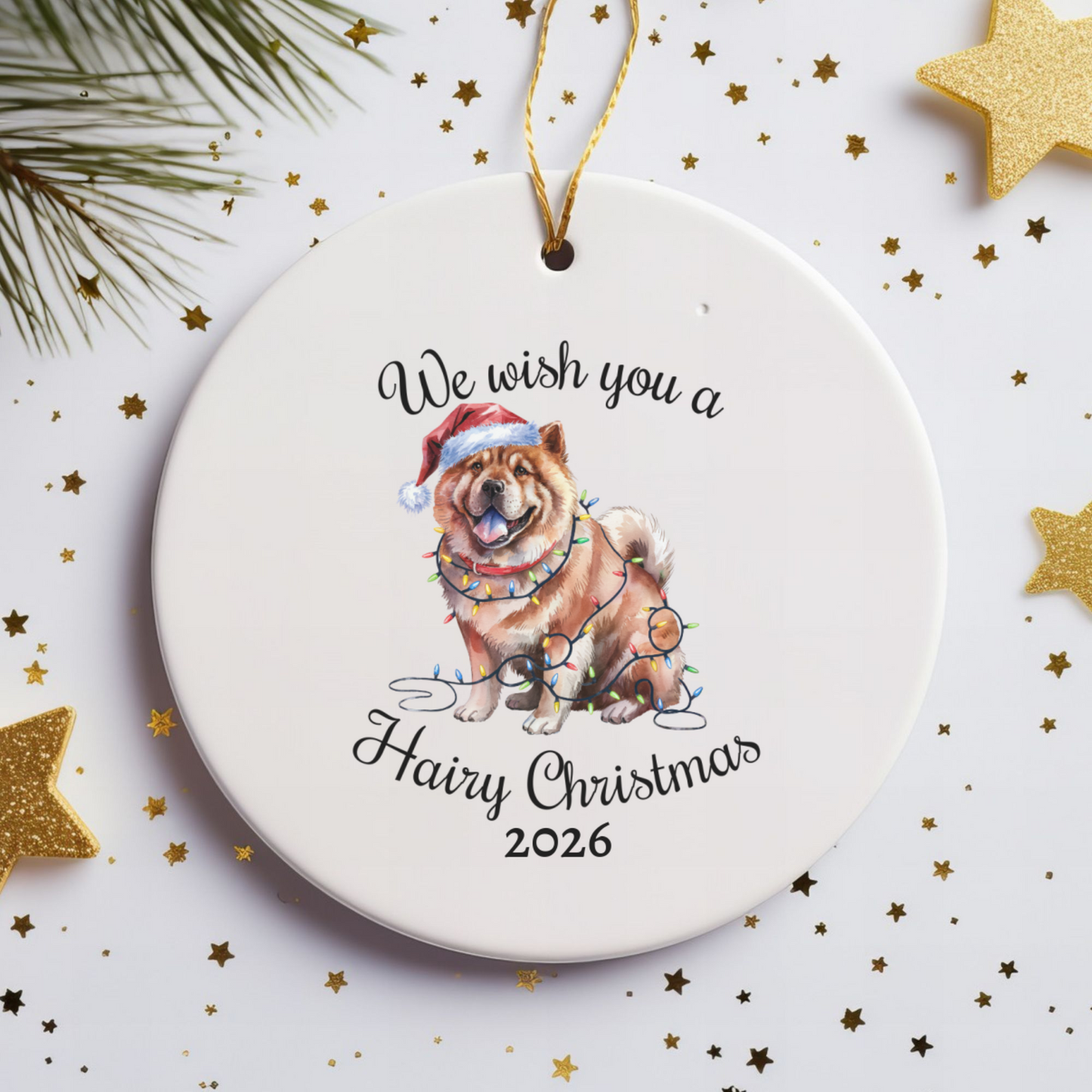 Christmas Chow Chow Ornament, Christmas Lights Dog Keepsake