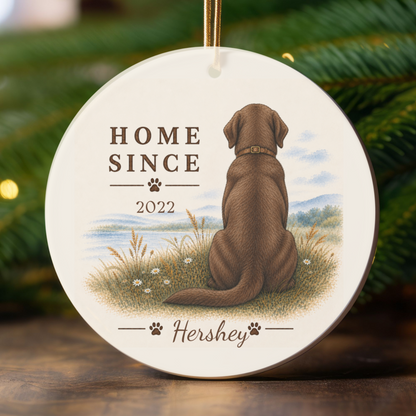 Personalized Chocolate Lab Ornament, Double Sided Labrador Gotcha Day Gift, Custom Dog Keepsake
