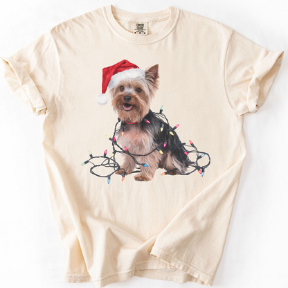Yorkshire Terrier Christmas Lights Shirt, Festive Holiday Tee for Yorkie Fans
