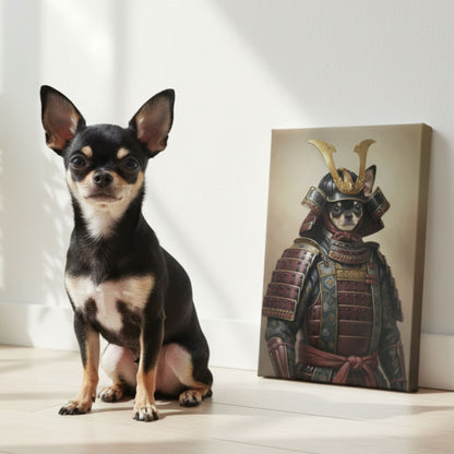 Personalized Samurai Dog Portrait on Canvas, Custom Pet Art