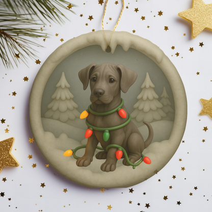 Personalized Great Dane Christmas Ornament • 3D Clay-Style Dog Keepsake with Lights