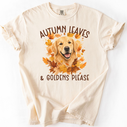 Golden Retriever Mom Fall Shirt, Autumn Leaves & Goldens Please