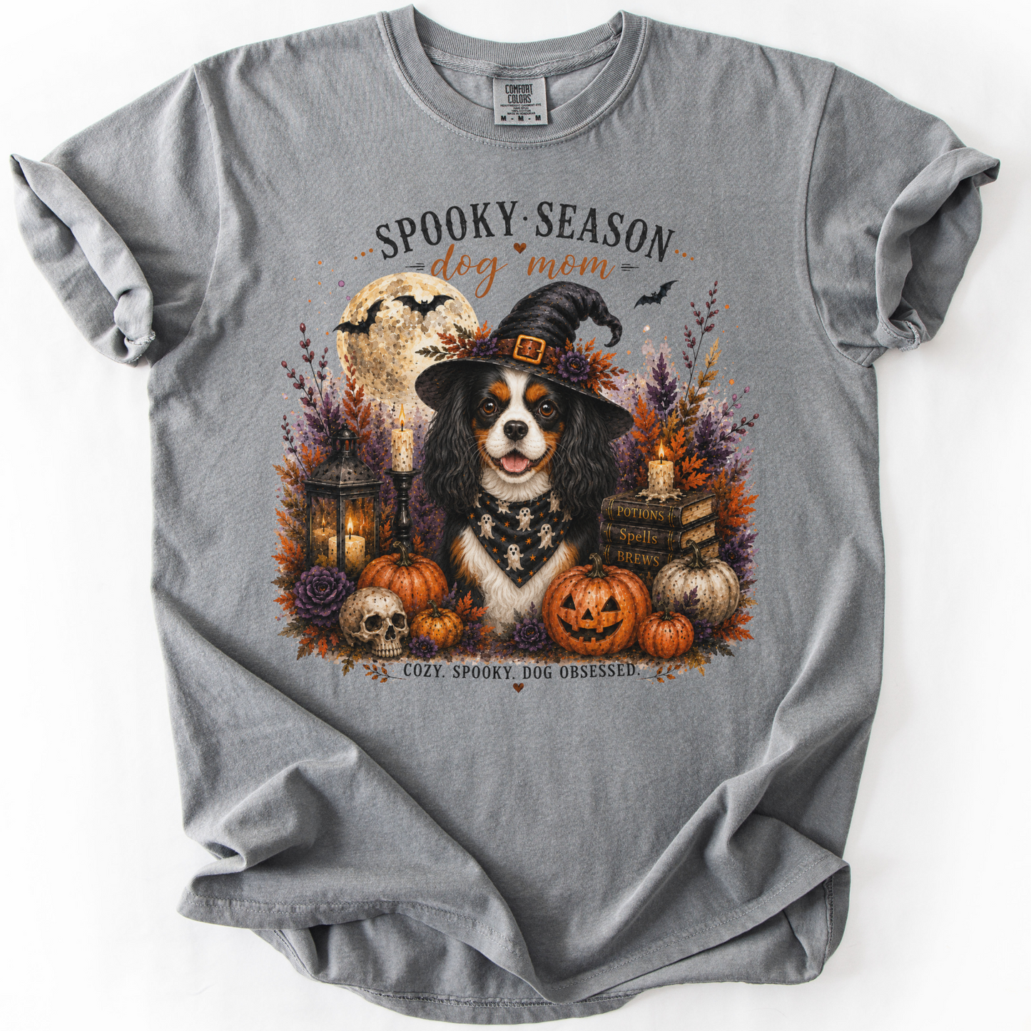 Tricolor Cavalier Spooky Season Dog Mom Halloween Shirt