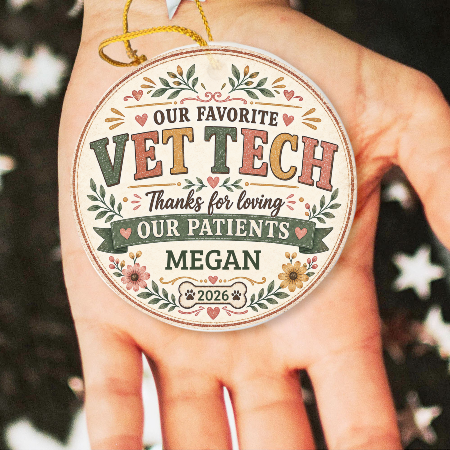 Personalized Vet Tech Ornament, Veterinary Technician Gift, Vet Clinic Coworker Christmas Gift