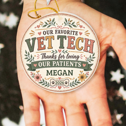Personalized Vet Tech Ornament, Veterinary Technician Gift, Vet Clinic Coworker Christmas Gift