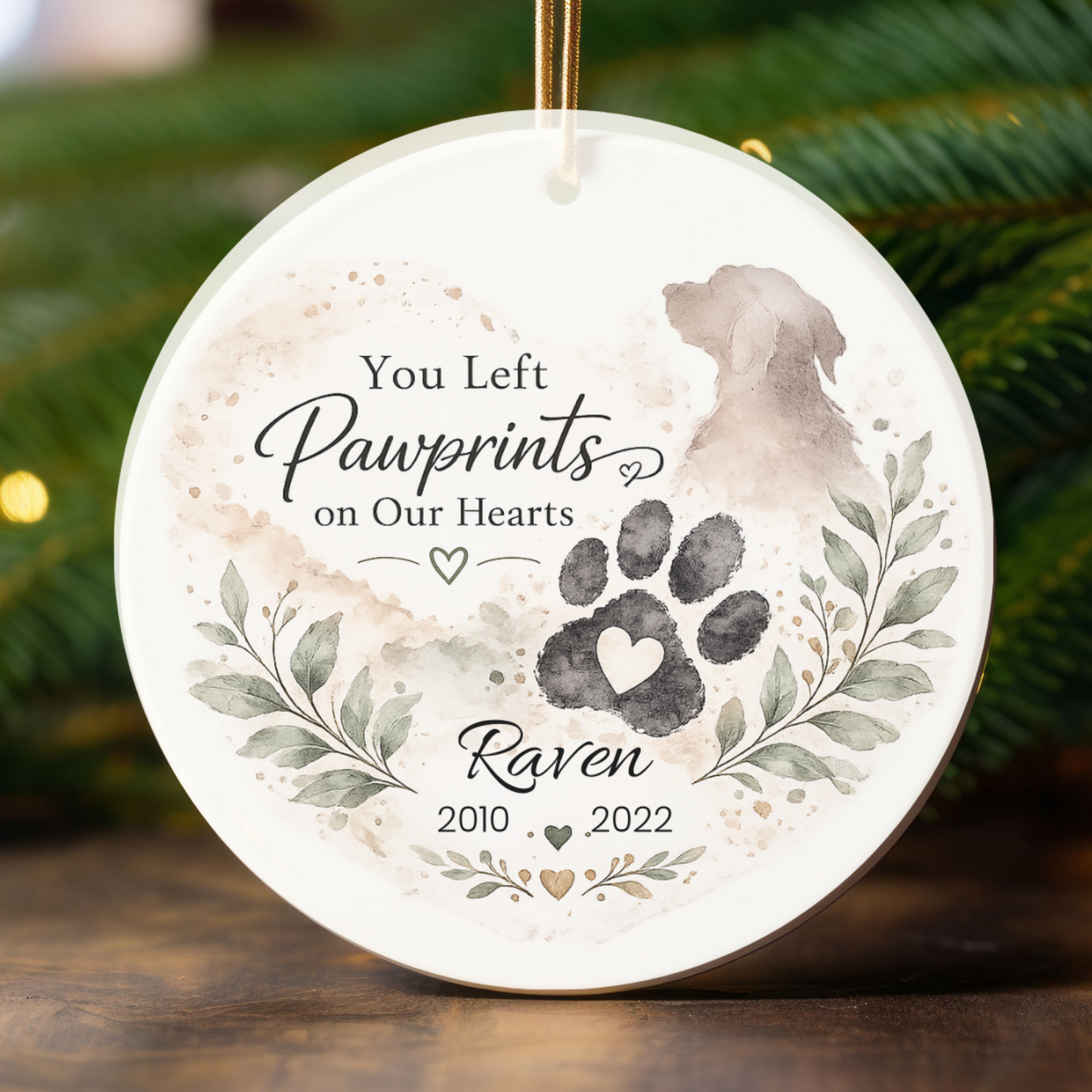 Personalized Pet Memorial Ornament, Custom Dog Loss Christmas Keepsake Gift