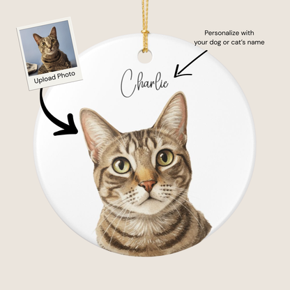 Custom Watercolor Pet Memorial Ornament with Name