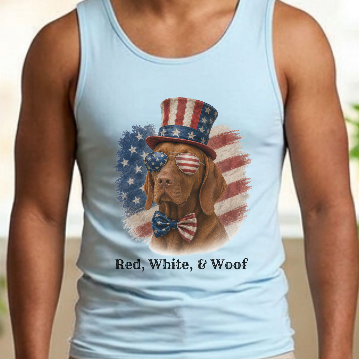 Patriotic Vizsla Tank Top, Red White & Woof