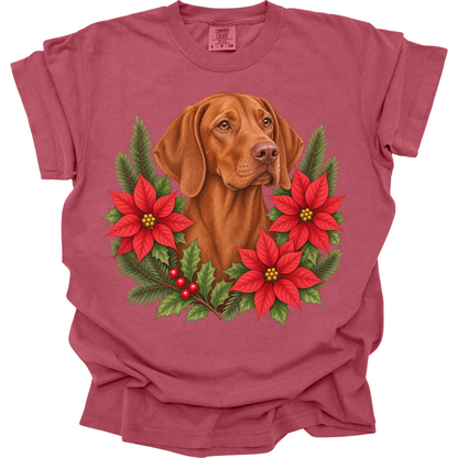 Vizsla Poinsettia Christmas Shirt