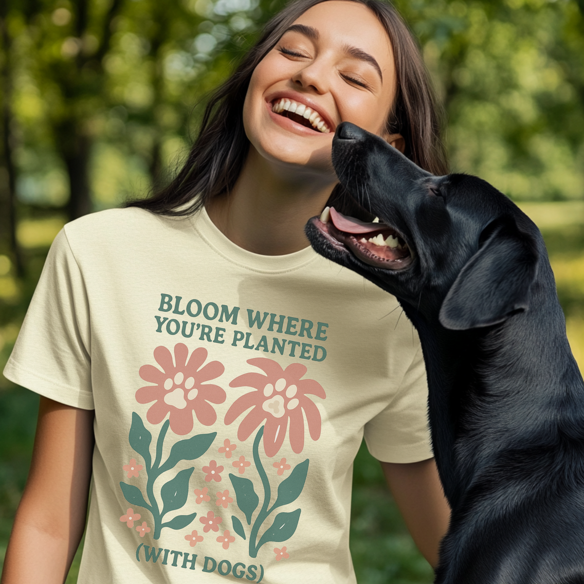 Bloom Where You're Planted Dog Shirt Cute Floral Dog Clothes with Paw Print Flowers Matisse Style Pet Apparel