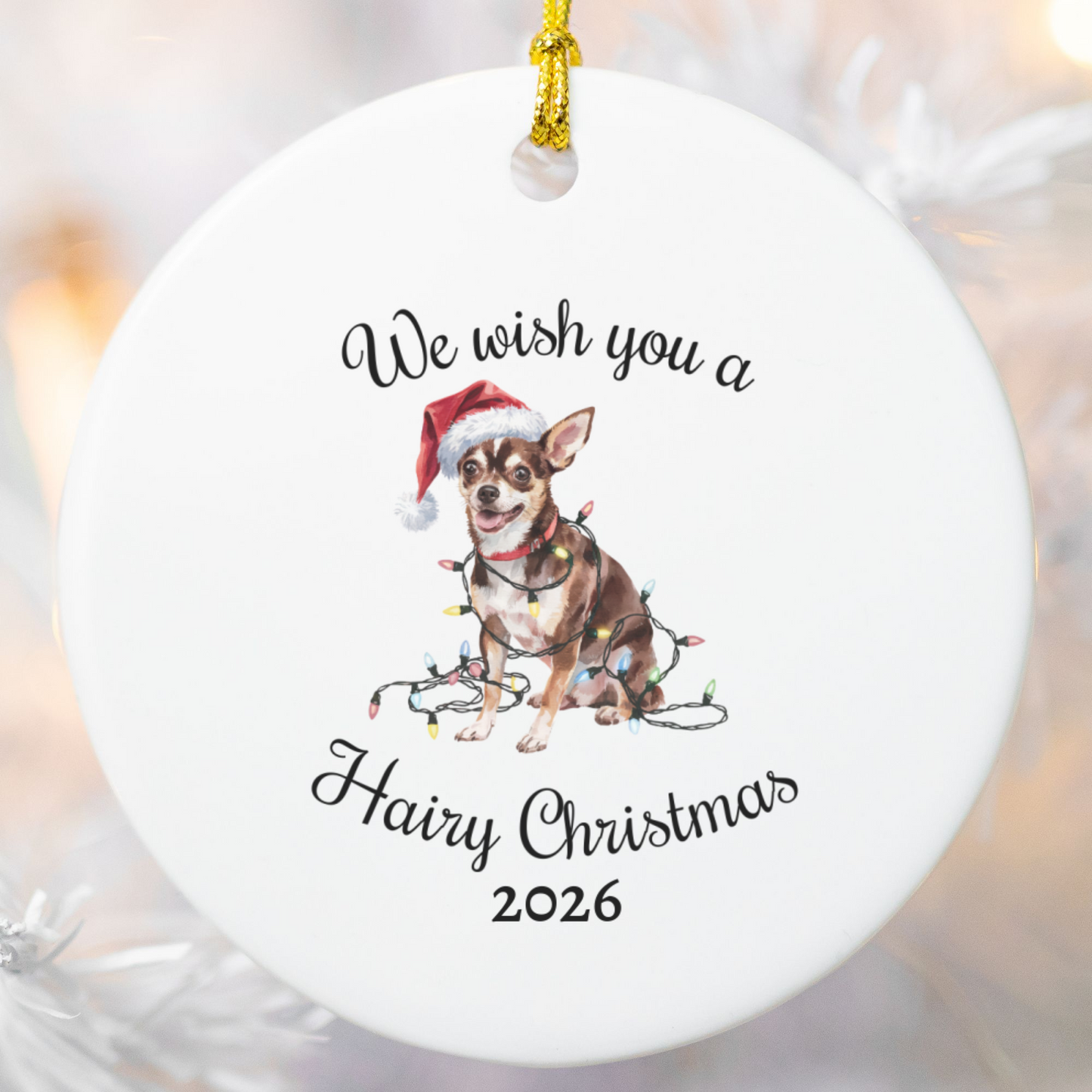 Christmas Chihuahua Ornament, Chihuahua Mom, Christmas Lights Dog Keepsake, Christmas Dog, Gift For Dog Lover, Chihuahua