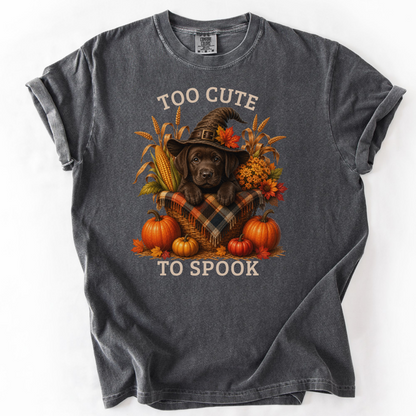 Chocolate Lab Halloween Shirt, Too Cute To Spook Fall Dog Lover Tee