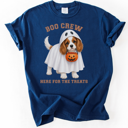 Blenheim Cavalier Boo Crew Halloween Shirt, Here for the Treats Dog Mom Tee