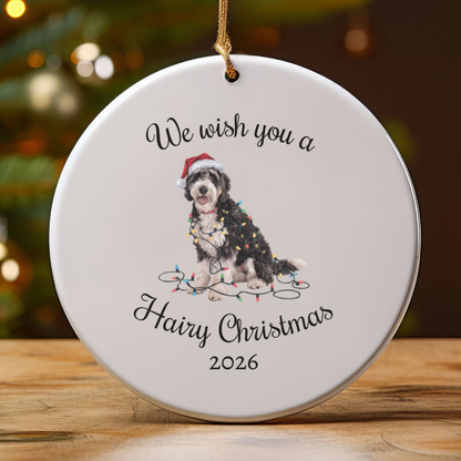 Christmas Labradoodle Ornament, Christmas Lights Dog Keepsake