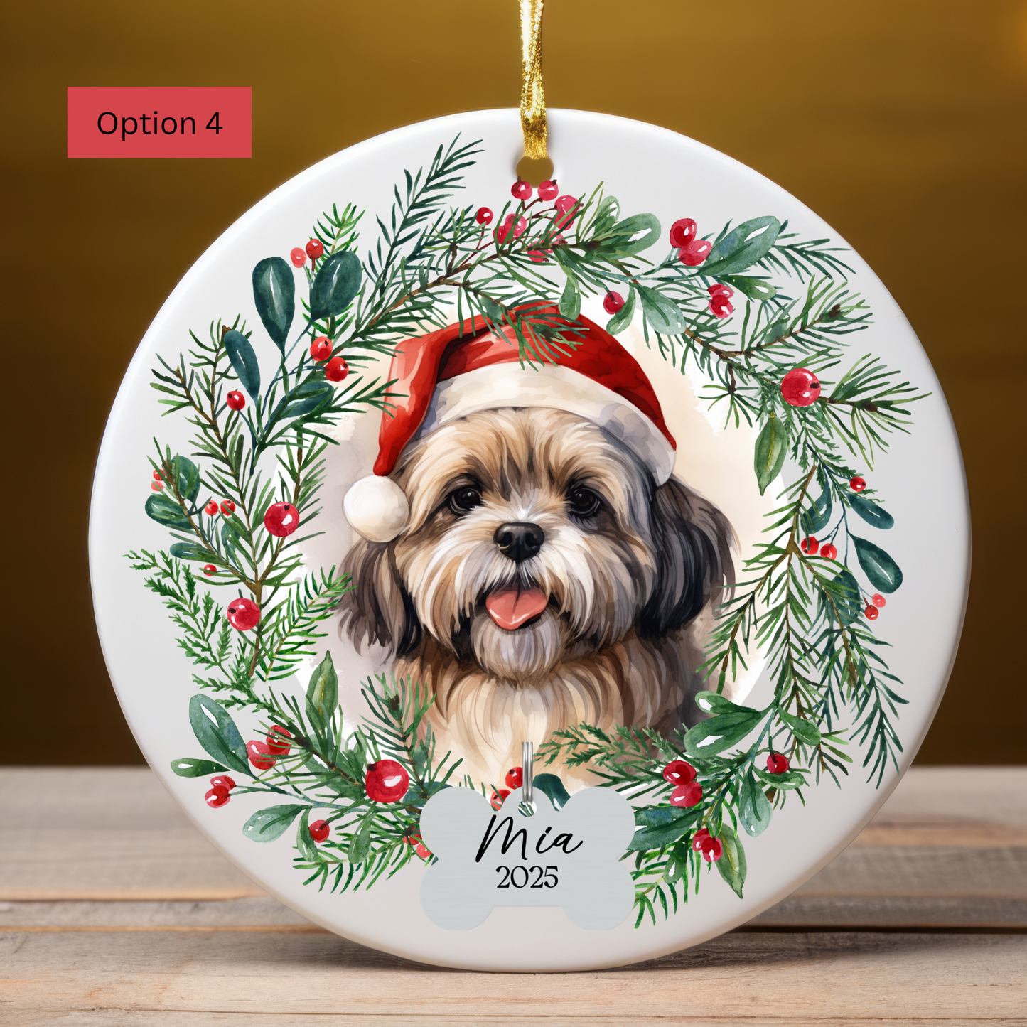 Personalized Shih Tzu Ornament, Custom Dog Christmas Keepsake, Customized Pet Name Ornament, Pet Memorial Ornament, Custom Dog Keepsake