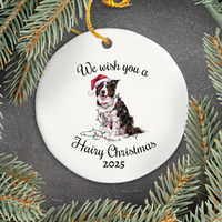 Load image into Gallery viewer, Christmas Border Collie Ornament, Christmas Lights Dog Keepsake
