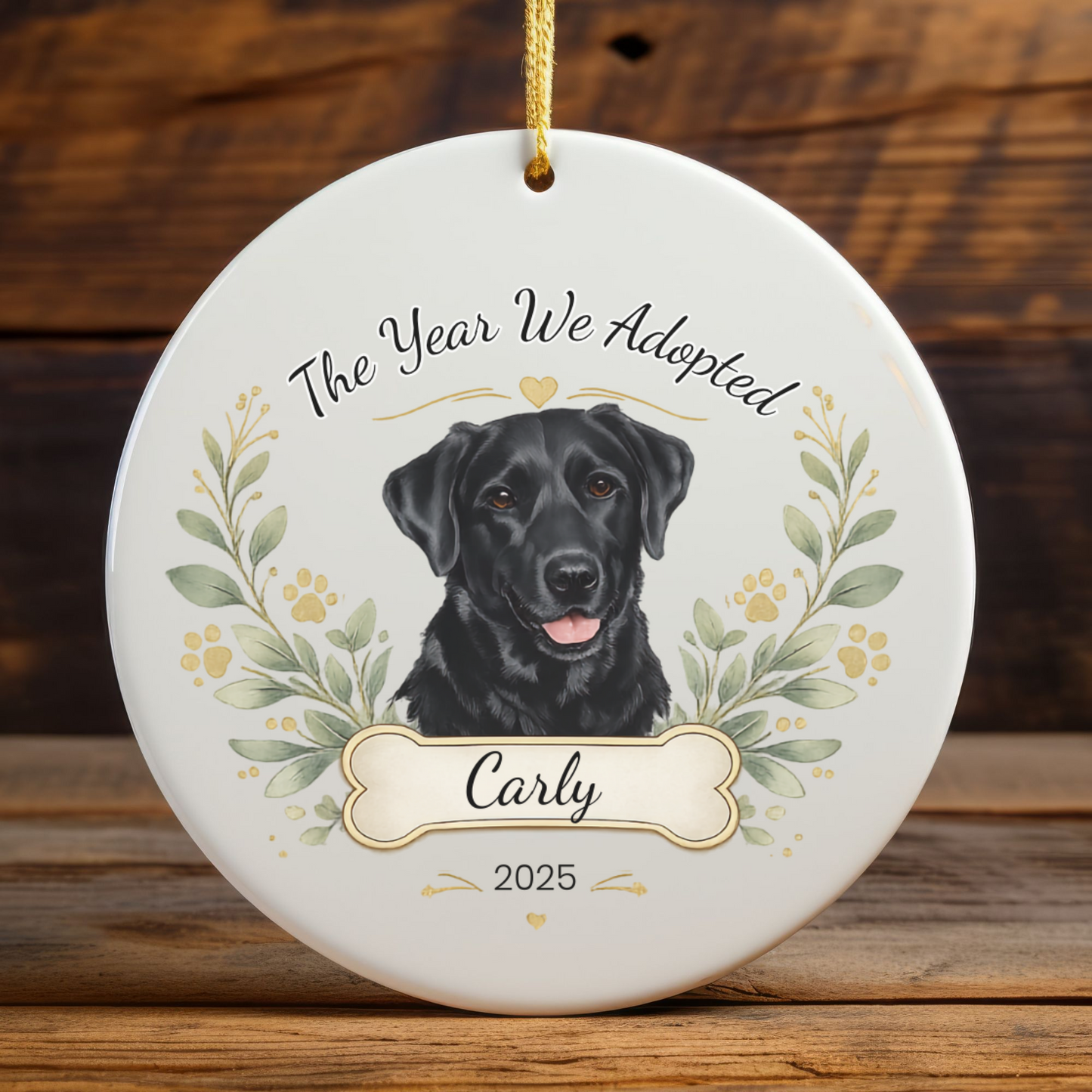 Personalized Adoption Dog Ornament, Custom Pet Christmas Keepsake Gift