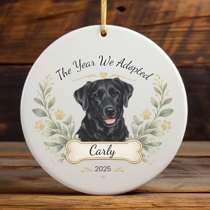 Personalized Adoption Dog Ornament, Custom Pet Christmas Keepsake Gift