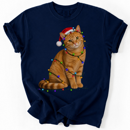Orange Tabby Christmas Lights Shirt, Comfort Colors Holiday Cat Lover Tee