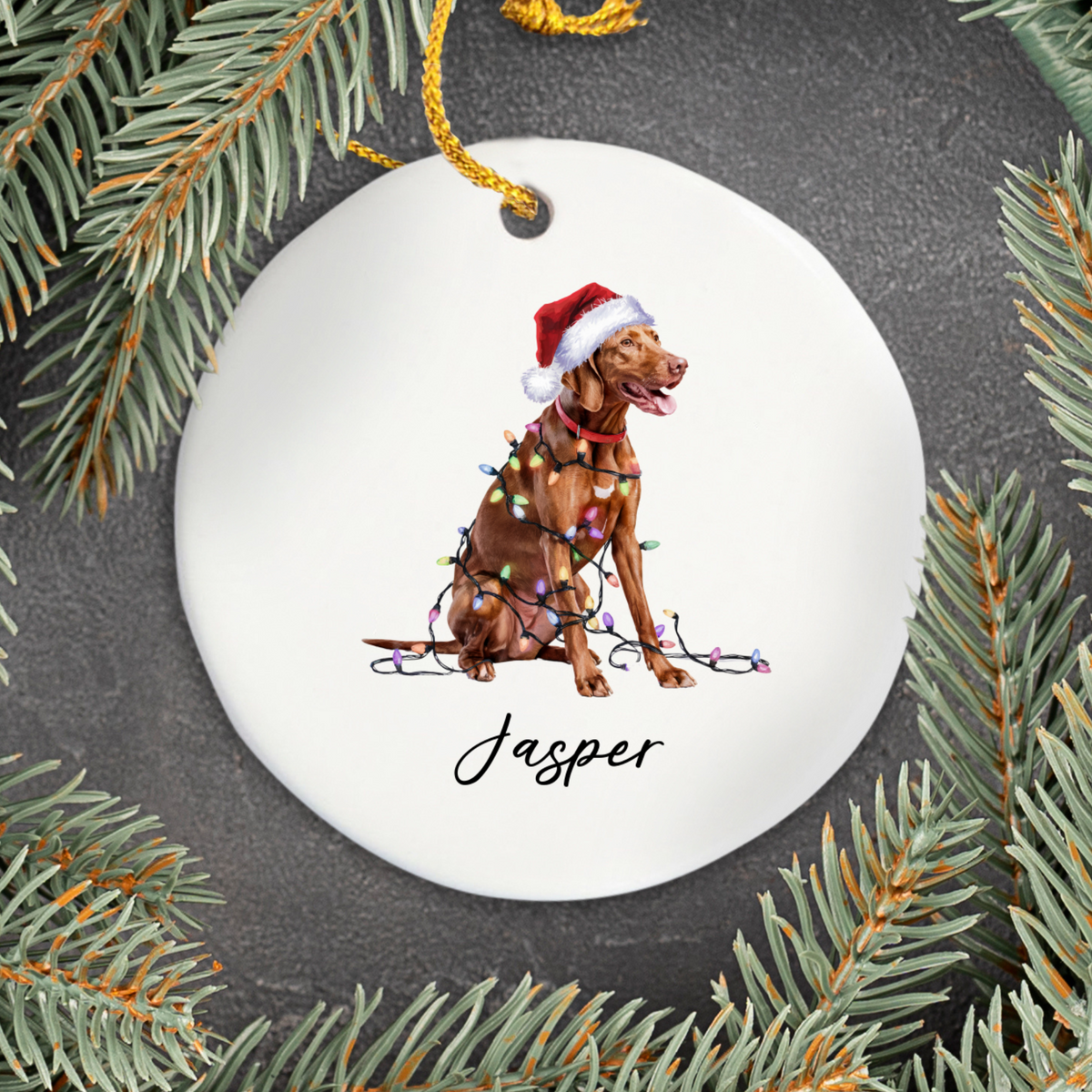 Personalized Vizsla Ornament, Christmas Dog Ornament