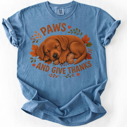 Fox Red Lab Thanksgiving Shirt, Paws Give Thanks Tee, Fall Labrador Retriever Lover Gift