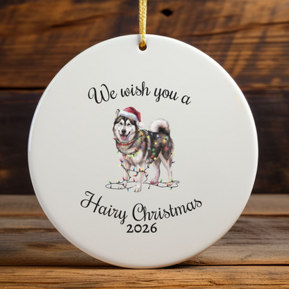 Christmas Alaskan Malamute Ornament, Christmas Lights Dog Keepsake, Christmas Dog, Alaskan Malamute Mom, Gift For Dog Lover