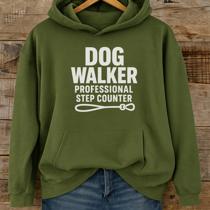 Dog Walker Hoodie, Professional Step Counter Sweatshirt, Funny Gift for Dog Walkers, Pet Lover Apparel, Cozy Hooded Sweatshirt
