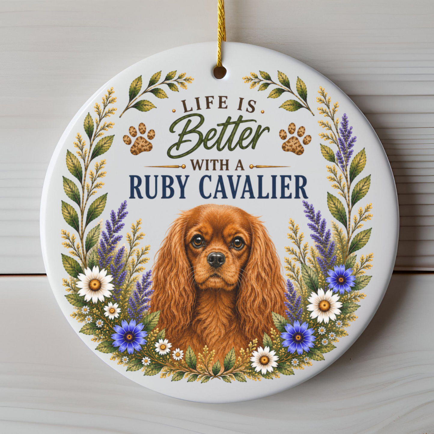 Ruby Cavalier Ornament, Cavalier King Charles Spaniel Gift, Dog Mom Keepsake, Ruby Cavalier Gift