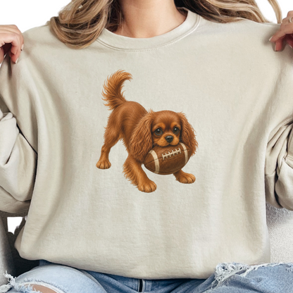 Ruby Cavalier Football Sweatshirt Cute Dog Lover Game Day Crewneck Cavalier Mom Gift