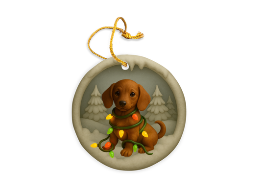 Personalized Red Dachshund Christmas 3D Clay-Style Dog Keepsake