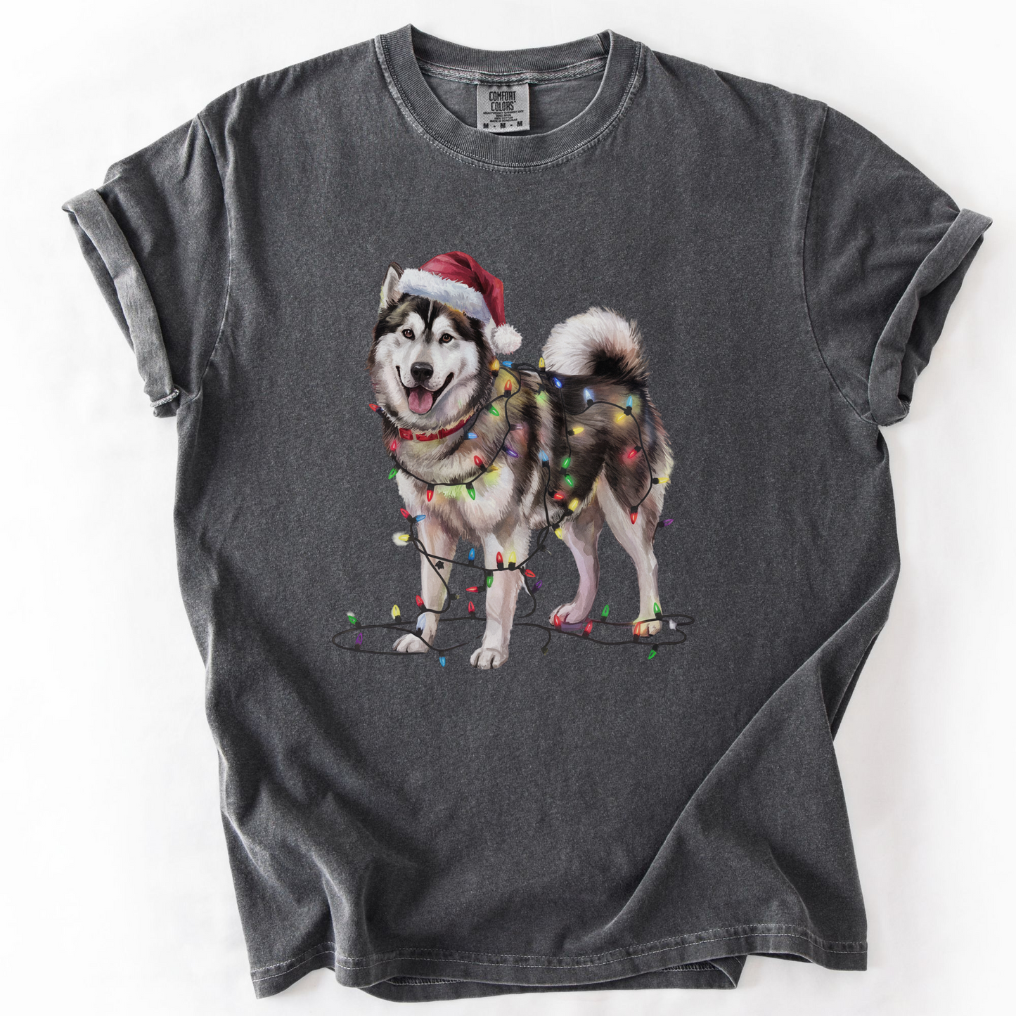 Alaskan Malamute Christmas Lights Dog Shirt
