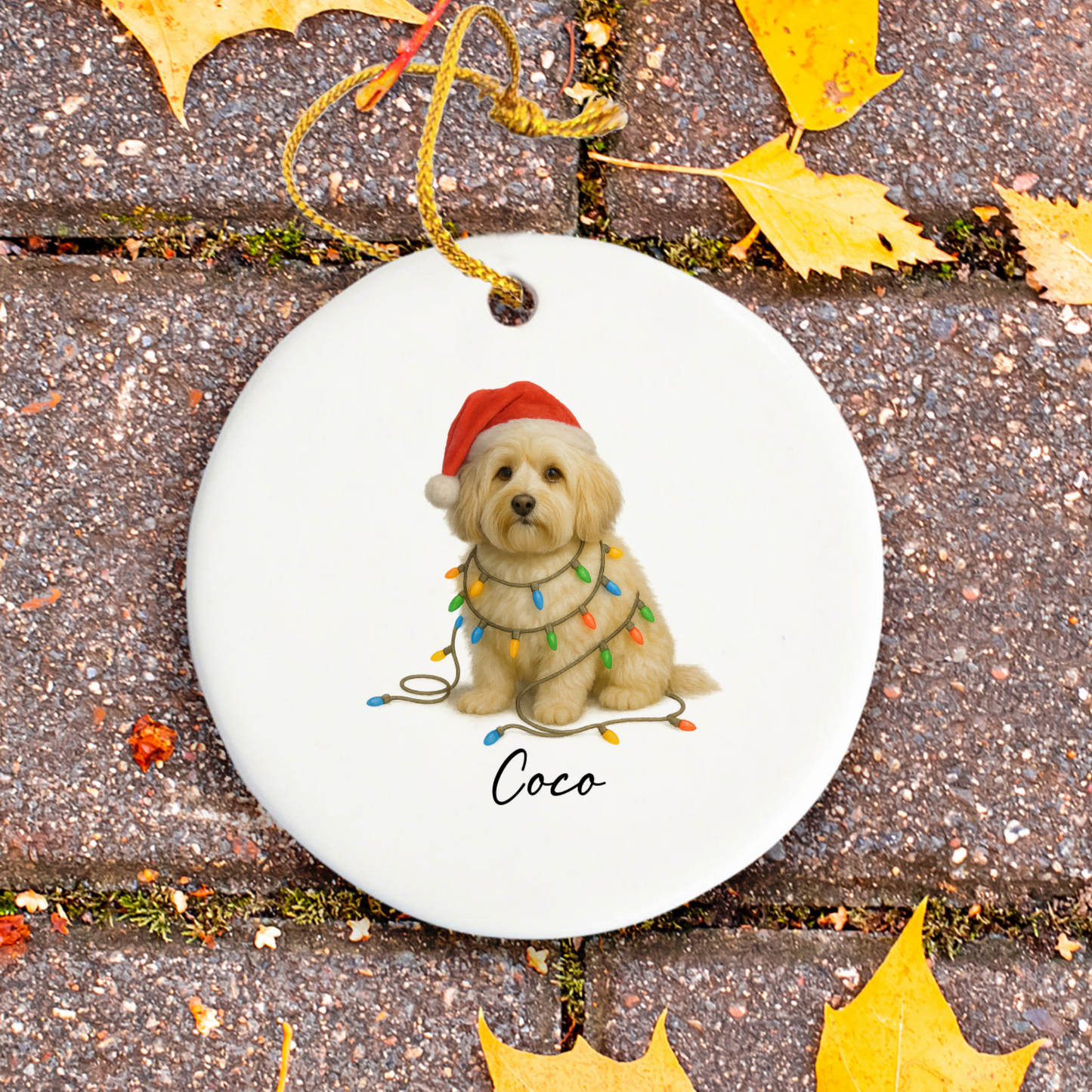 Personalized Cream Havanese Christmas Ornament, Ceramic Dog Lover Gift, Holiday Pet Keepsake Tree Decor