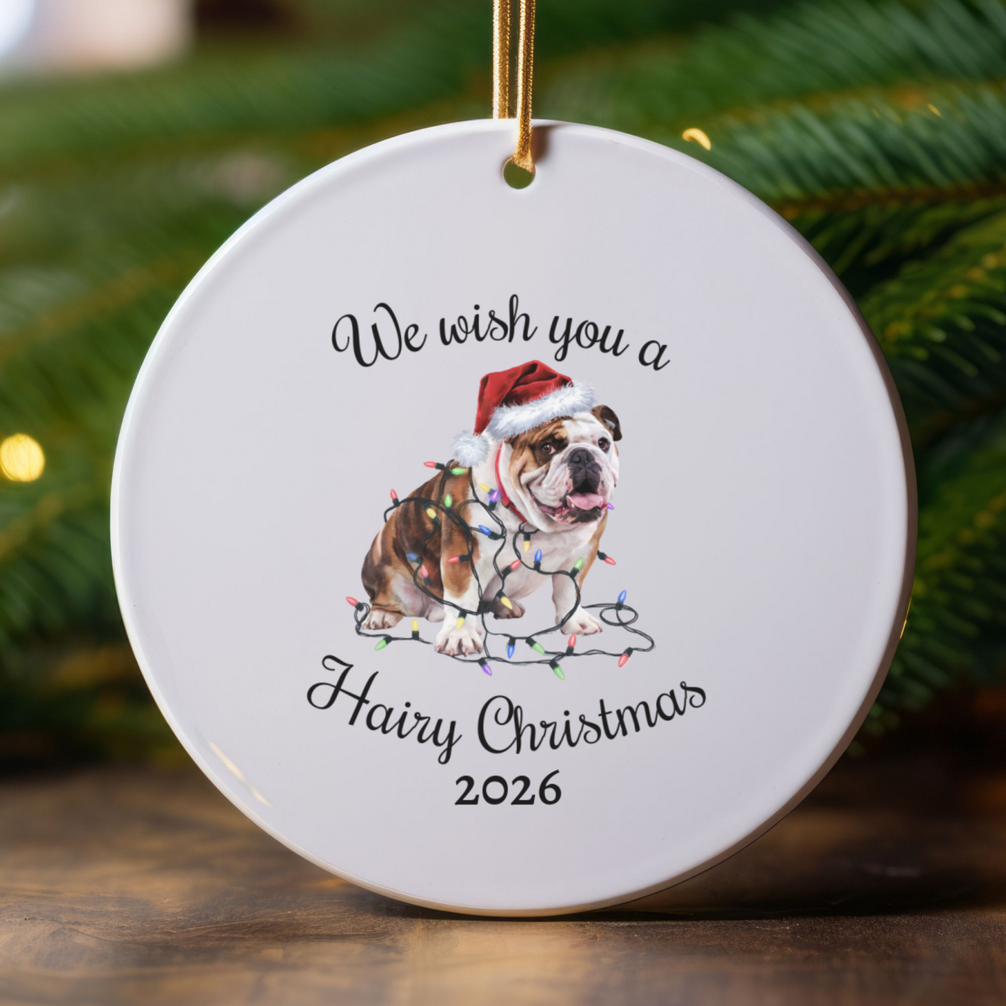 Christmas Bulldog Ornament, Bulldog Mom, Christmas Lights Dog Keepsake, Christmas Dog, Gift For Dog Lover, Bulldog