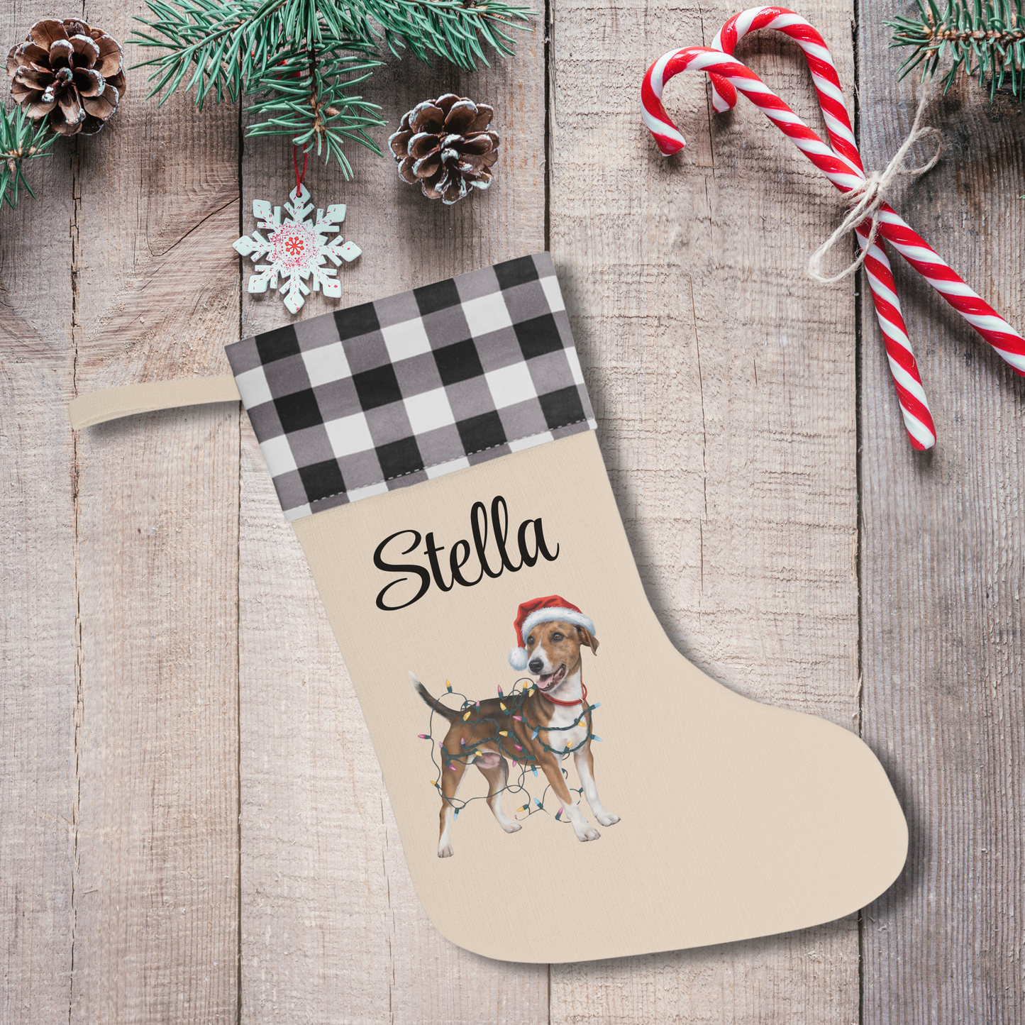 Personalized Smooth Fox Terrier Christmas Stocking, Holiday Decor Gift for Pet Lovers