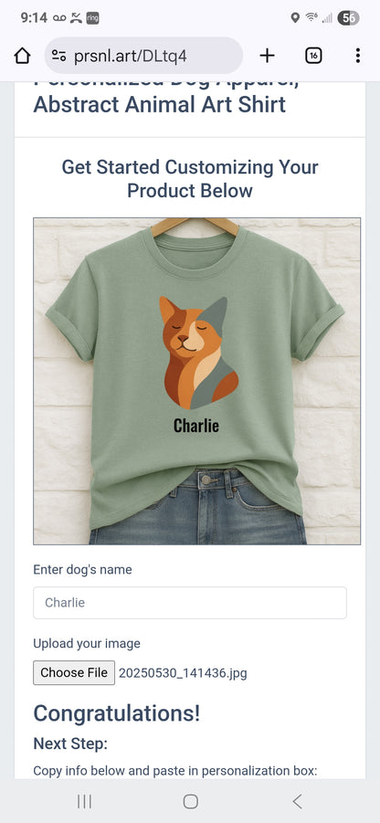 Personalized Abstract Dog Shirt (shh...it works for cats too)