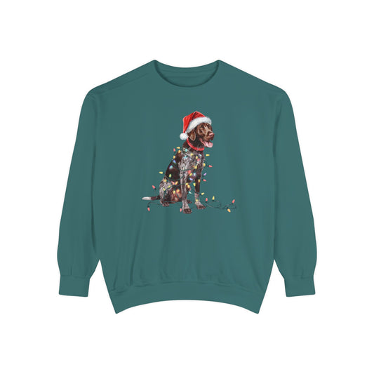 Christmas German Shorthaired Pointer Sweatshirt, Christmas Lights Dog, Christmas Dog, German Shorthaired Pointer Mom, Gift for Dog Lover