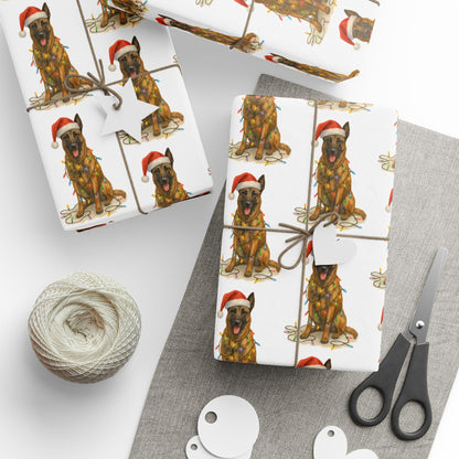 Belgian Malinois Christmas Lights Wrapping Paper