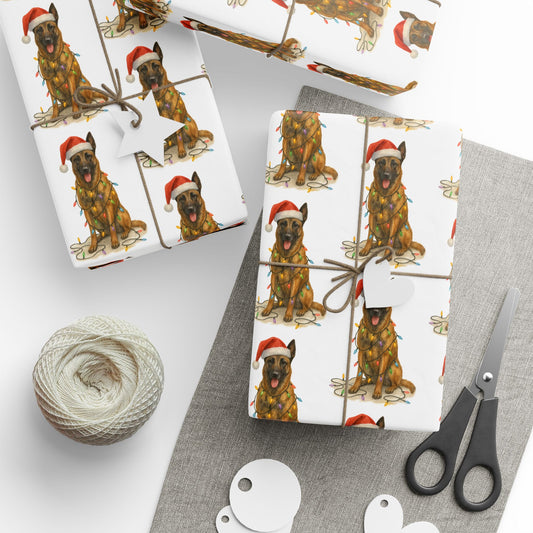 Belgian Malinois Christmas Lights Wrapping Paper