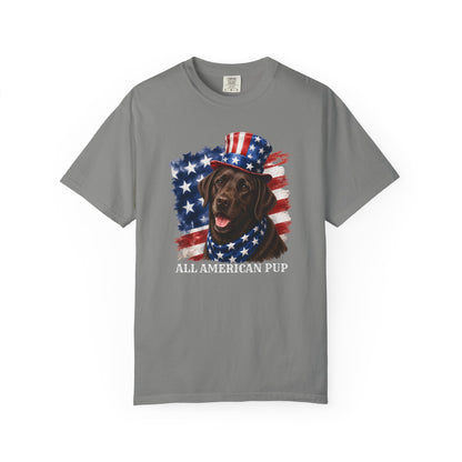 Patriotic Chocolate Lab All American Pup Shirt