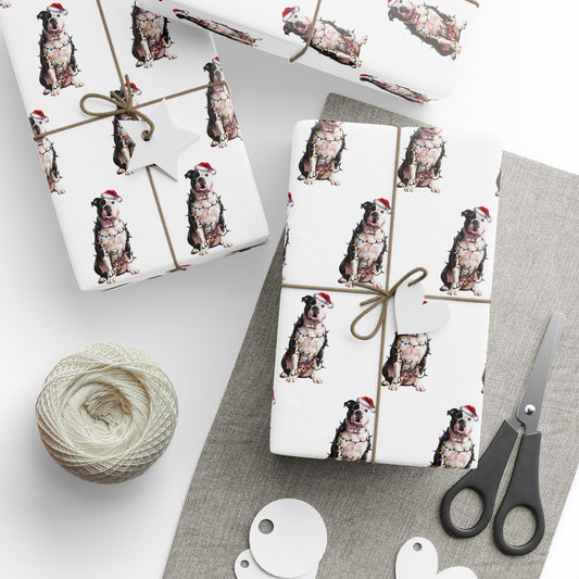 American Bulldog Christmas Lights Wrapping Paper