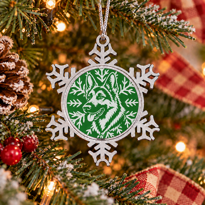 German Shepherd Ornament, Pewter Snowflake Christmas Ornament, German Shepherd Lover Gift
