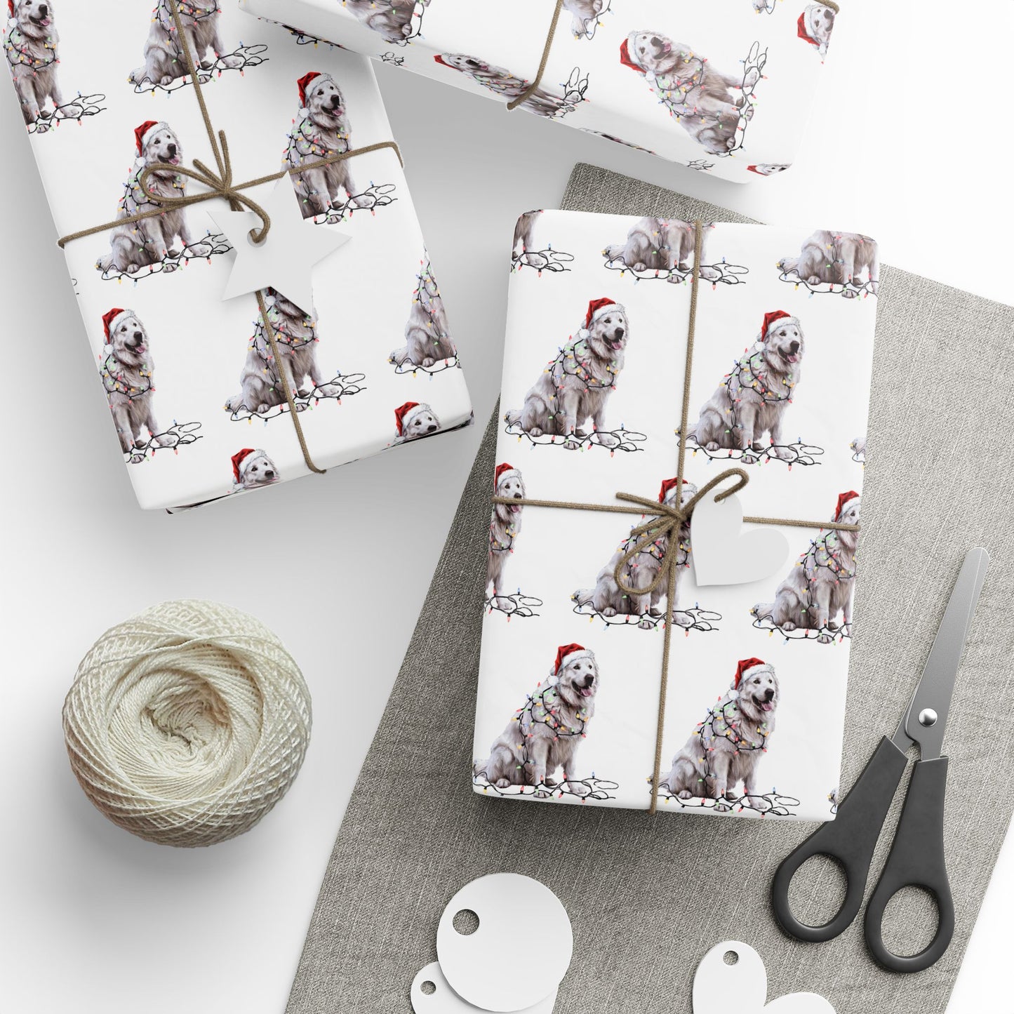 Great Pyrenees Christmas Lights Wrapping Paper