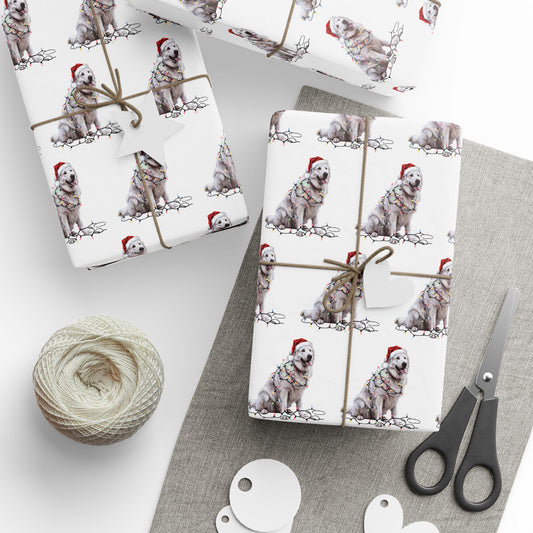 Great Pyrenees Christmas Lights Wrapping Paper