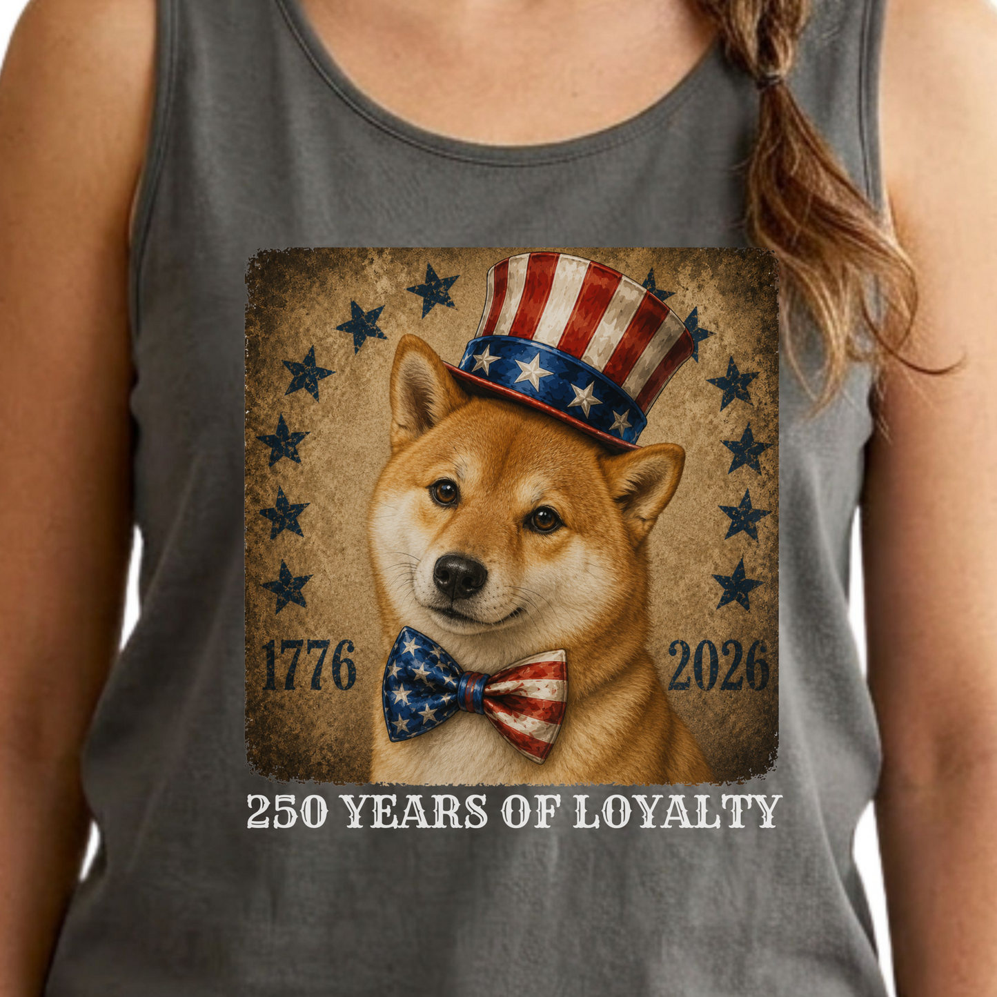 Red Shiba Inu Patriotic Tank Top, 250 Years Loyalty