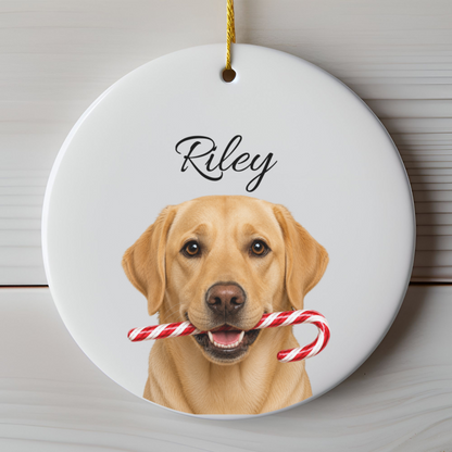 Personalized Yellow Lab Ornament, Custom Dog Name Christmas Ornament, Labrador Retriever Gift, Dog Lover Gift