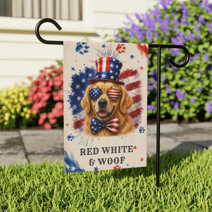 Patriotic Golden Retriever Garden Flag