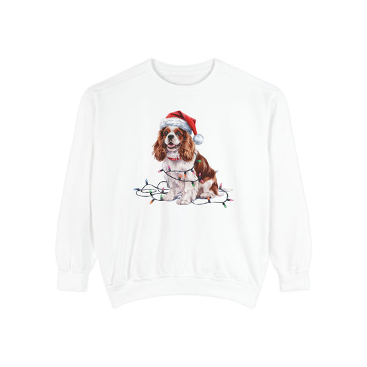 Christmas Cavalier King Charles Spaniel Sweatshirt, Christmas Lights Dog, Christmas Dog, Cavalier Spaniel Mom, Gift for Dog Lover