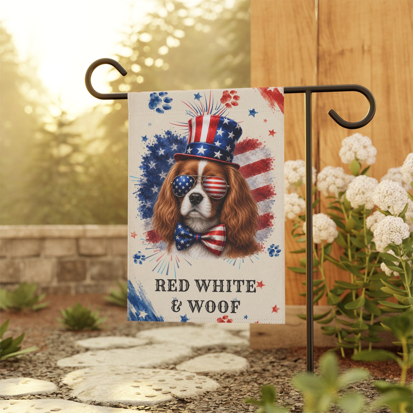 Patriotic Blenheim Cavalier Garden Flag